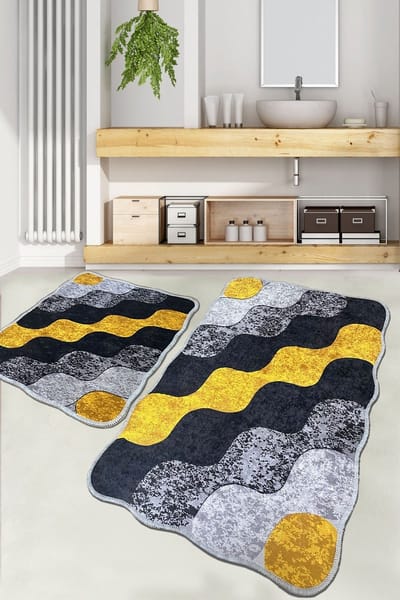 Asir - Badmattenset - Geel - 60 x 100 cm - 2 Stuks