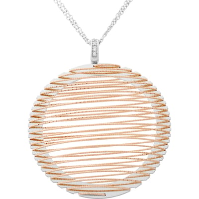 Orphelia ZK-7180 - Necklace Double Chain Big Circles With Lines - 925 zilver - 46 cm