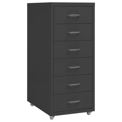 vidaXL - Ladeblok - verrijdbaar - 28x41x69 - cm - metaal - antracietkleurig
