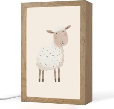 Nachtlampje 20x30 cm - Kinder lampje - Schaap - Boerderij dier - Dieren - Tafellamp kinderkamer - Slaapkamer lamp - Bedlamp kinderen - Kinderlampje stopcontact - Wandlamp babykamer - Nachtlampjes