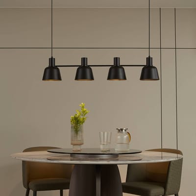 Lucande Servan hanglamp, zwart, 4-lamps