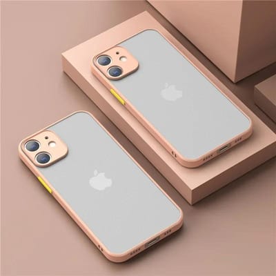 Schokbestendige Dunne Matte Hoes Voor iPhone 15 16 13 12 11 14 Pro Max Plus Mini XR XS X Siliconen Bumper Transparante Harde Cover Capa funda For iphone 13Mini beige