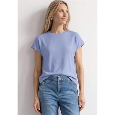 Shirt met overhangende schouders en structuurmix