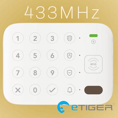 eTiger® X300 draadloos keypad om het alarm bij een andere deur of bv naast bed in en uit te schakelen. Deze werkt op 433MHz eV en is gemaakt voor de XL7 2026 en toekomstige opvolgers.