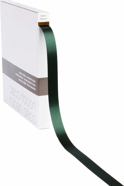 Poly Satijnlint Donker Groen – 15 mm × 100 m – polysatijn