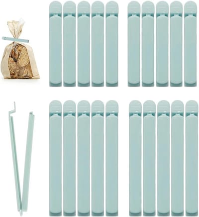Herbruikbare sluitklemmen voor levensmiddelzakjes - 20 stuks kunststof clips voor keuken, snoep, snacks en noten