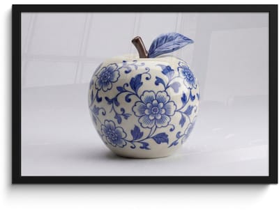 Poster in lijst - Fotolijst 60x40 cm - Posters - Appel - Blauw - Klassiek - Posterlijst zwart - Decoratie - Wanddecoratie woonkamer - Muurdecoratie slaapkamer
