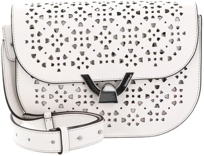 COCCINELLE Leren Schoudertas Dew Crossbody Grained Leather Blanco Crème