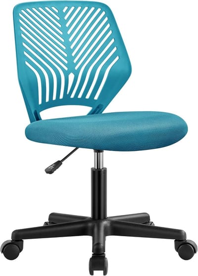 Bureaustoel Ergonomisch - Verstelbare Draaistoel met 360° Wielen - Ademende Mesh Rugleuning - In Hoogte Verstelbaar zonder Armleuningen - Voor Kantoor, Thuiswerkplek en Studiekamer - Kantoorstoel - Computerstoel - Bureaustoel