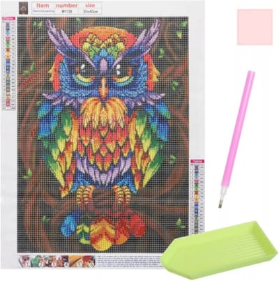 Malatec Diamant Painting Borduurwerk Uil - Unieke 5D Kunstervaring - 30 x 40 cm