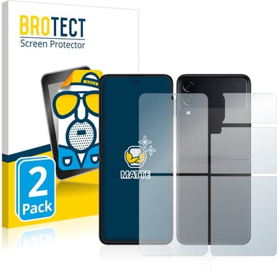 BROTECT - Screenprotector voor Samsung Galaxy Z Flip 3 5G (Voor+Achter) - Folie Beschermfolie matte 2 Stuks