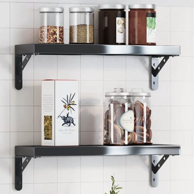 vidaXL - Plankdragers - 4 - st - 15x2,5x11,5 - cm - roestvrijstaal - zwart