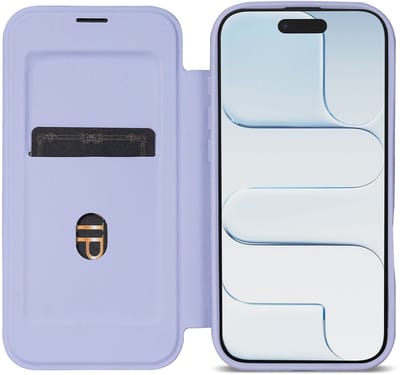 Portemonnee Hoesje Geschikt voor Apple iPhone Air | Compatibel met MagSafe | Wallet Book Case met Magneet | Beschermhoes met Pasjeshouder | Transparant / Paars