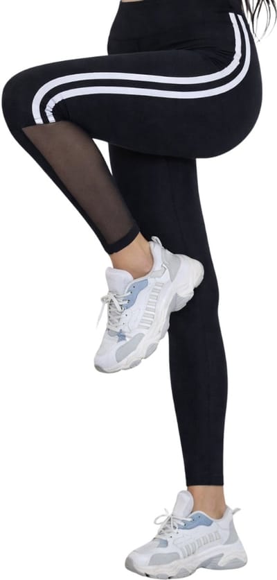 DONEX® Dames sportlegging - Sportkleding dames - yoga legging dames - Hardloopbroek dames - Kim - Zwart Maat M