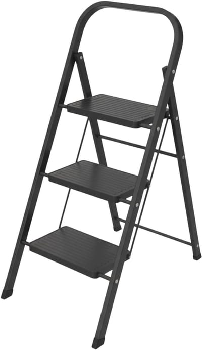 DailySupplies® Huishoudtrap 3 Treden - Keukentrap Inklapbaar - Opstapje - Zwart
