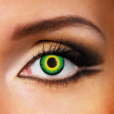 Partylens® groene kleurlenzen - Green Wolf - zachte jaarlenzen met lenshouder - Halloween - Cosplay