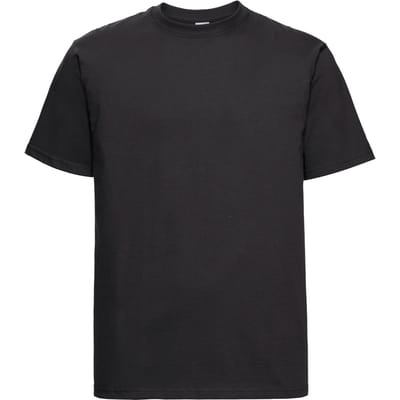 Russell Heren Klassiek Gekamd Katoen Zwaargewicht T-shirt (Zwart)