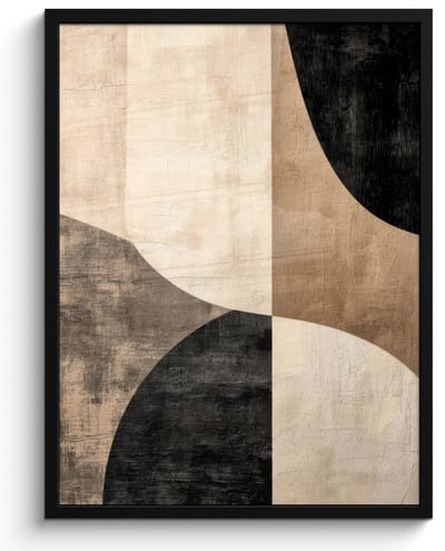 Poster in lijst - Fotolijst 60x80 cm - Posters - Abstract - Vlakken - Zwart - Rond - Posterlijst zwart - Decoratie - Wanddecoratie woonkamer - Muurdecoratie slaapkamer