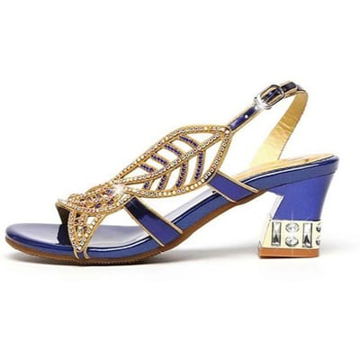 Zomer Strass Vissenmond Dikke Hoge Hak Lakleren Sandalen Feestjurk All-match Gekleurde Diamant Dames Schoenen 35