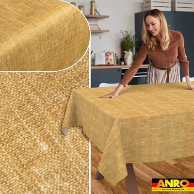 ANRO Tafelkleed Effen linnenlook Meerkleurig 350x140cm Met sierband Afwasbaar Waterafstotend