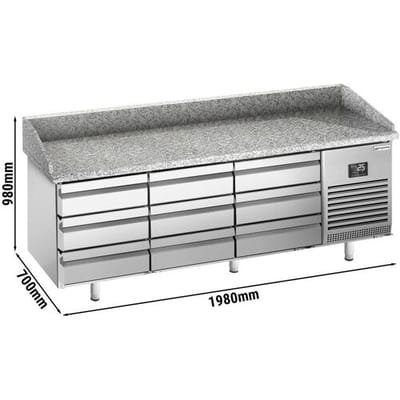 GGM Gastro Pizzakühltisch Premium PLUS - 1980x700mm - mit 9 Schubladen