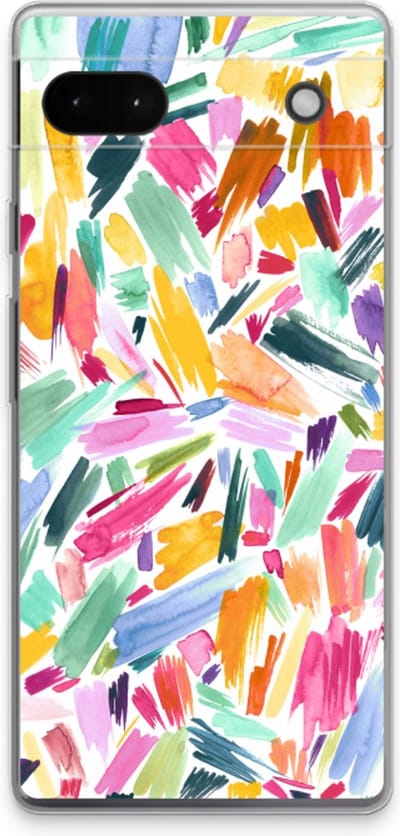 Case Company® - Hoesje geschikt voor Google Pixel 6a hoesje - Watercolor Brushstrokes - Soft Cover Telefoonhoesje - Bescherming aan alle Kanten en Schermrand