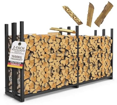 Robuuste brandhoutrekken voor buiten - met afdekzeil en weerbestendig ontwerp - 223 × 115 x 25 cm