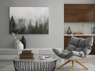 Canvas Schilderij - Landschappen - Mistige Bos - 60x40x2 cm
