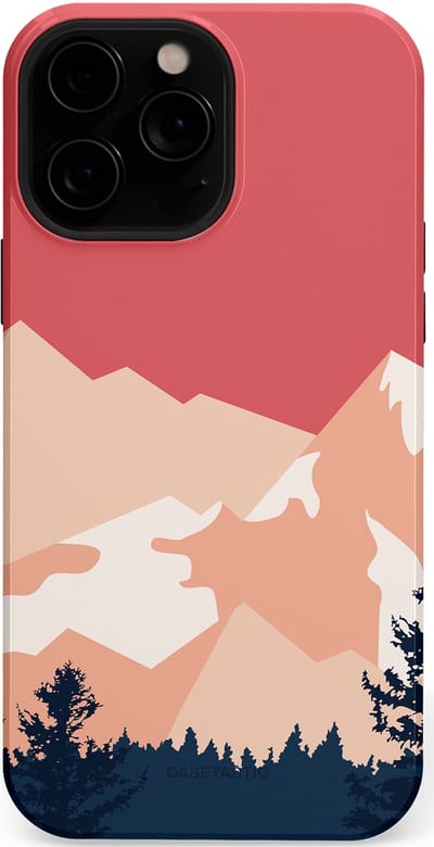 Casetastic hoesje geschikt voor Apple iPhone 13 Pro Max - MagSafe - Dubbellaagse bescherming - Bergen bij stille toppen - Fashion Case - Koraal Donkergrijs Zand Perzik