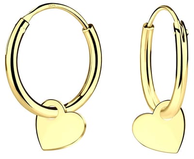 Joy|S - Zilveren hartje bedel oorbellen - oorringen - t52 - gold plated - goudkleur