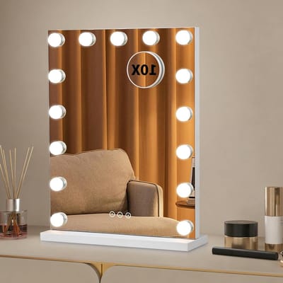 Make-upspiegel met verlichting - Verlichte spiegel Kapspiegel - Make-up aanbrengen - 3 Kleurenverlichting - 40 x 52 cm - Wit