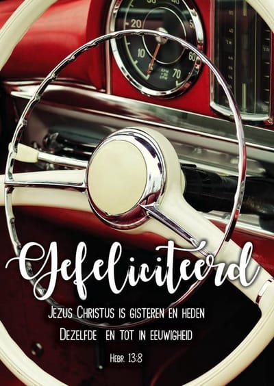 10 stuks 'Hartelijk gefeliciteerd - stuurwiel'| Christelijke kaart met envelop| Majestically