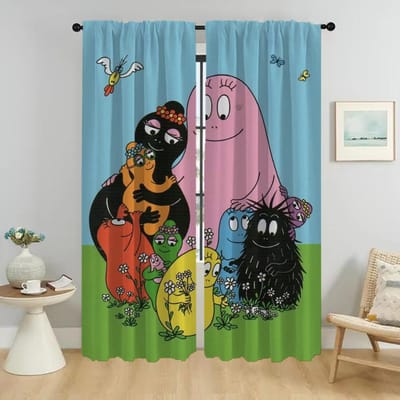 De Barbapapa Gordijnen voor Woonkamer Gordijn Keukengordijnen 2 Stuks Scheidingswand Tule voor Slaapkamer Halloween Decoratie Kind W50xH70cmx2pcs-CL