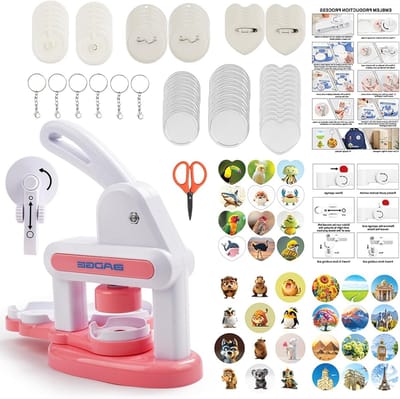 DIY Pin Badge Maker voor Kinderen - 35mm/55mm Knopmaker met 72 Onderdelen en 3 Stickers voor Creatieve Knutselprojecten en Gepersonaliseerde Badges