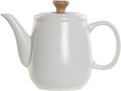 Items Kitchen Theepot Ceylon - keramiek/hout - 1000 ml - wit