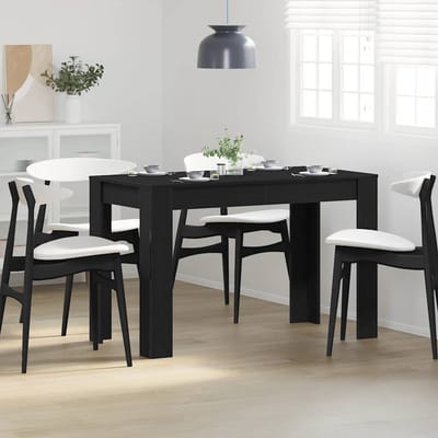 vidaXL - Eettafel - Zwart - Eiken - 120x60x76 - cm - Bewerkt - Hout