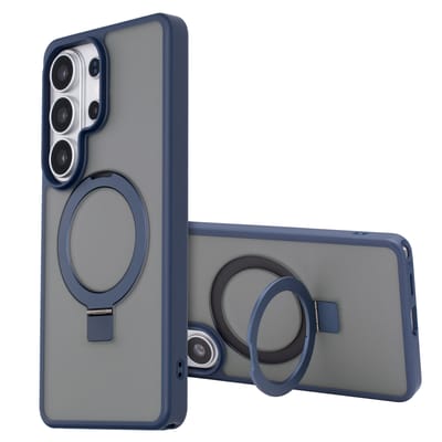 Accezz Hoesje - Geschikt voor Samsung Galaxy S26 Ultra - Ring Stand Backcover met Magnetische Ring - Blauw