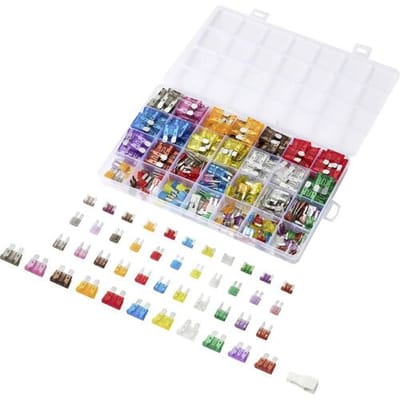 TRU COMPONENTS 360pcs fuse kit TC-14382272 Zekeringenset, Zekeringstrekker 2 A, 3 A, 5 A, 7.5 A, 10 A, 15 A, 20 A, 25 A, 30 A, 35 A, 40 A Grijs, Purper, Tan,