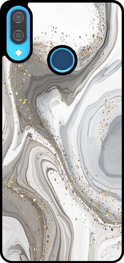 Smartphonica Telefoonhoesje Geschikt voor Huawei P20 Lite / Nova 3E met marmer opdruk - TPU backcover case marble design - Zilver geschikt voor Huawei Nova 3E;Huawei P20 Lite (2018)