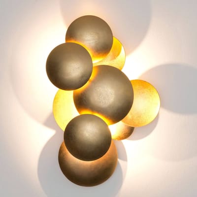 Holländer LED wandlamp BOLLADARIA, goud, 42 x 27 cm, metaal, dimbaar