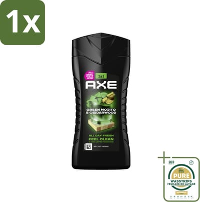 1 x Axe - 3-in-1 Douchegel - Wild Mojito & Cedarwood - 12hrs Long Lasting Scent - 250 ml- Douchegel - Geur - Frisheid - Lichaam - Gezicht