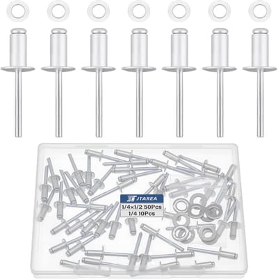 60 stuks aluminium blindklinknagels 6,4 × 12,7 mm met open punt