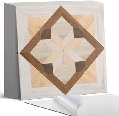 Coloray Plaktegels - Geometrisch patroon in een vierkant Zelfklevende Tegels - 20 cm x 20 cm - Bruin Plaktegels - 20 stuks - Vierkant PVC Tegels - Plaktegels Badkamer - Plaktegels Vloer - Vinyl Tegels - Wandtegel Zelfklevend