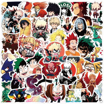 50 stuks My Hero Academia Stickers DIY Decoratie Waterdicht Skateboard Notitieboek Bagage Laptop Telefoon Koelkast Decals veelkleurig