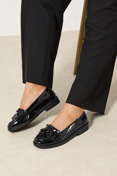 Yours Zwarte Loafers Met Franjes In Brede Epasvorm En Extra Brede Eeepasvormsize 38EEE