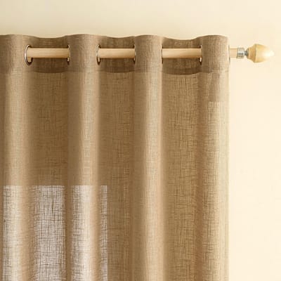 Dailygoods - Gordijnen - Transparant linnen - Lichtdoorlatend - Bruin - Modern voor woonkamer en slaapkamer - 2 panelen van 140 x 300 cm