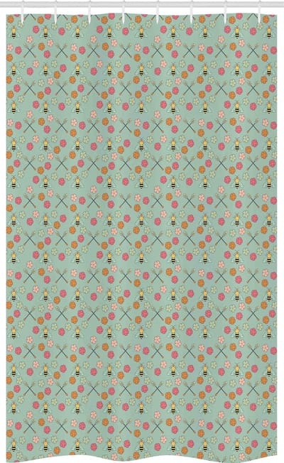 ABAKUHAUS Douchegordijn – Bijenraatontwerp – 120×180 cm – Lichtgroen en roze
