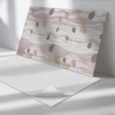 Wallfluent Vinyl Wandpaneel - Bladpatroon op golven Zelfklevend Wandpaneel - 100 cm x 50 cm - Beige PVC wandpaneel - Set van 1 - Rechthoekig Wandbekleding Vinyl - Patroon Wandpaneel - PVC Muurpaneel - Wandpaneel Keuken en Badkamer