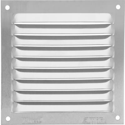 AMIG Ventilatierooster/muurrooster - 100 x 100mm - aluminium - zilver - schoepenrooster