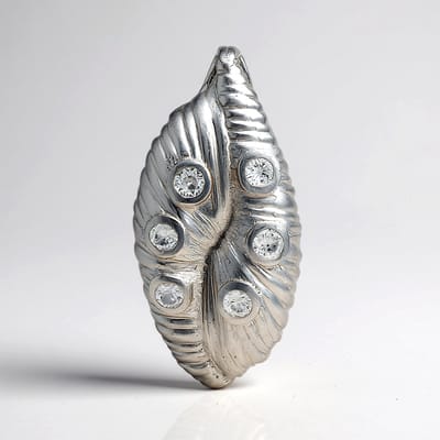 Cavill - Zilveren Hanger Zirkonia rond 0,922 Ct - 925 Sterling Zilver Platina Geplateerd - Bladvormig Elegant Sieraad